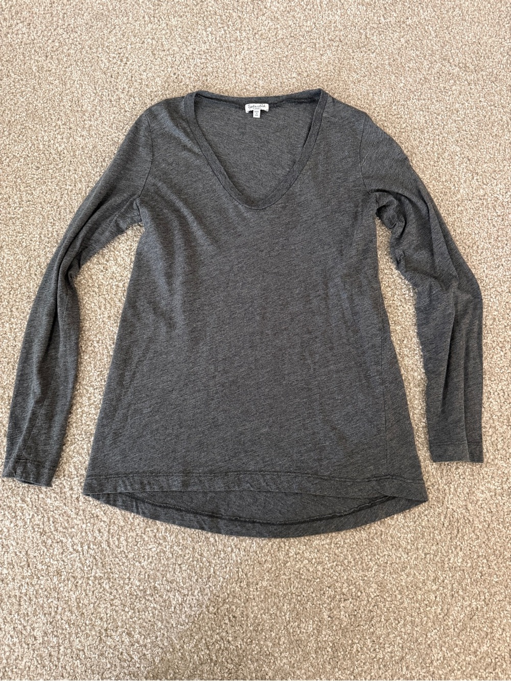 Splendid Charcoal Gray V-Neck Long Sleeve Top